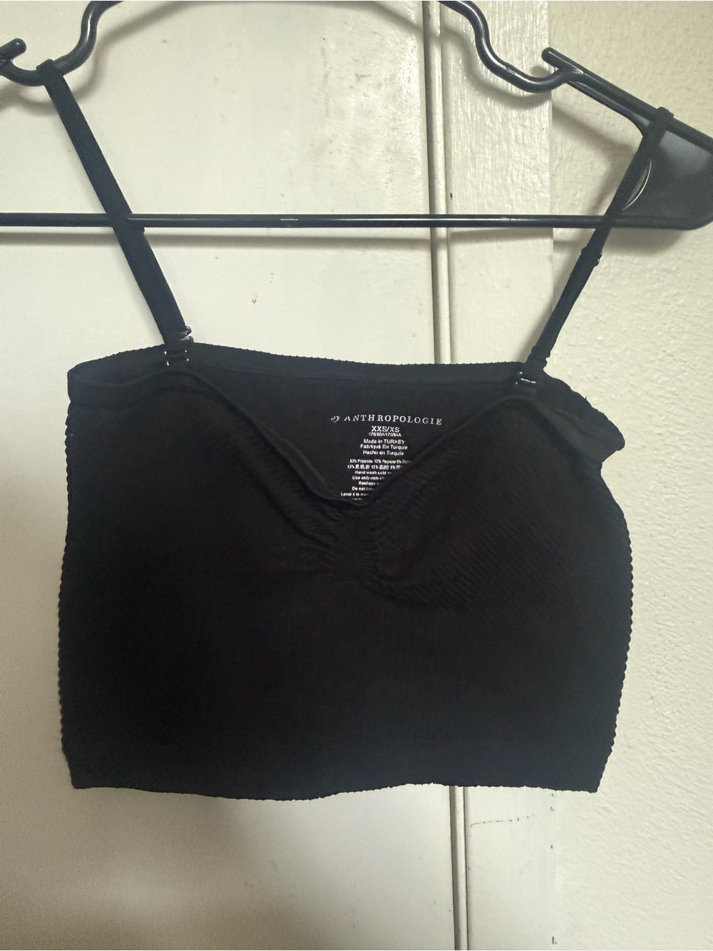 Anthropologie Black Ribbed Cami Crop Top